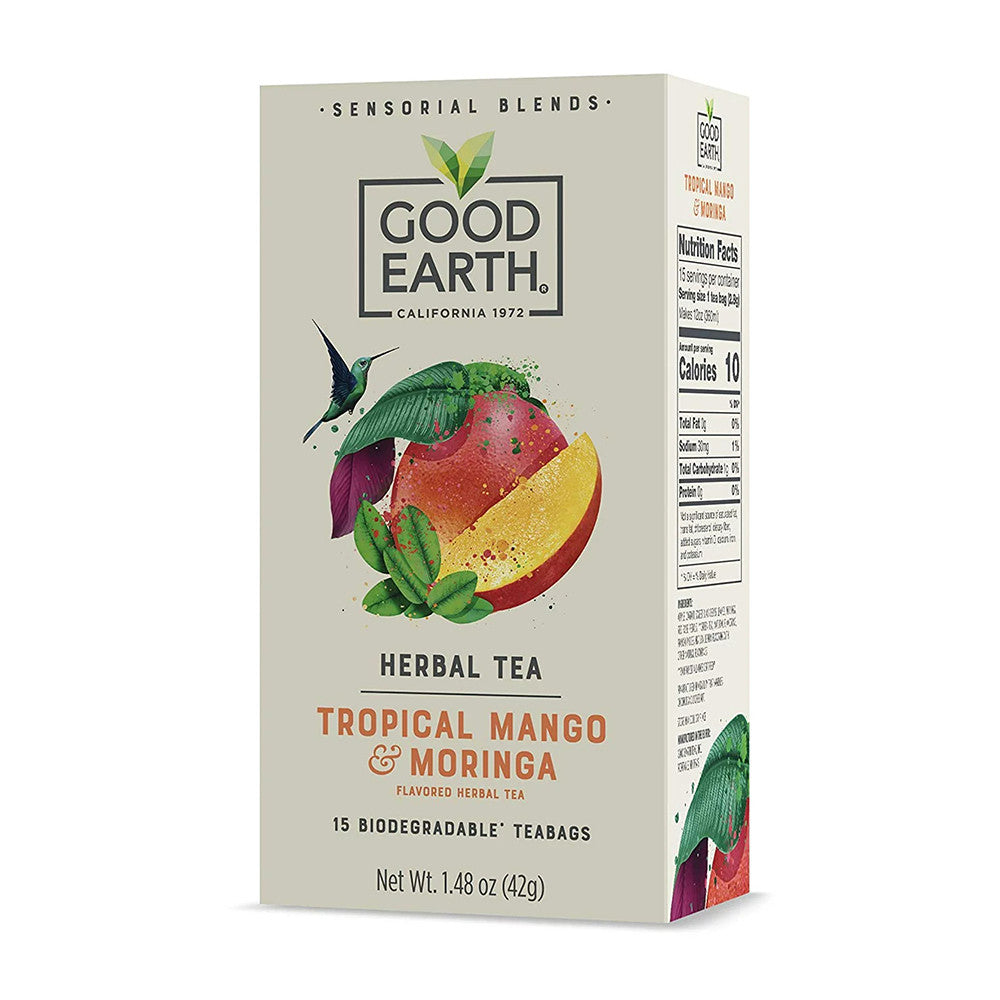 Good Earth Sensorial Blends Tropical Mango and Moringa Herbal Tea, 15 Ea